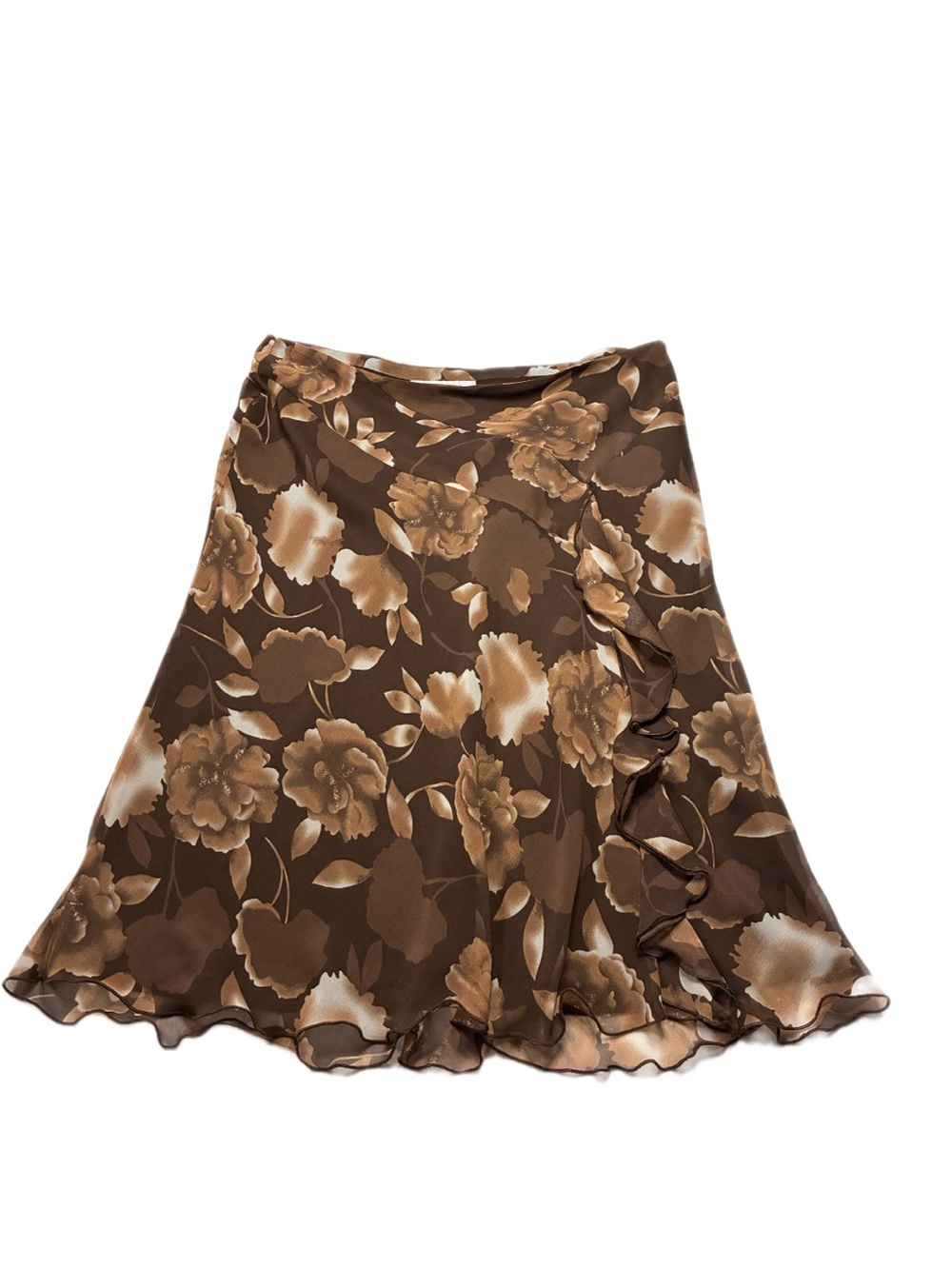 Vintage Whimsigoth Sag Harbor Asymmetrical Earth tone Midi Skirt 16